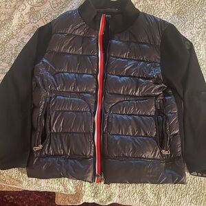 Moncler Black Puffer Jacket with Red Accents